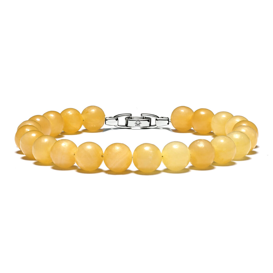 Men’s beige jade bracelet with natural 8mm jade beads