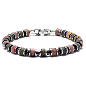 men’s green serpentine jasper bracelet with 6mm natural stone beads