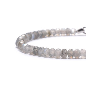 Men’s labradorite bracelet close up natural stone texture