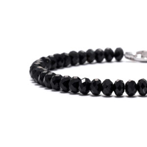 Men’s black spinel bracelet close-up of 6mm beads