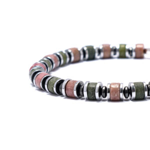 men’s green serpentine jasper bead bracelet handcrafted with 6mm stones