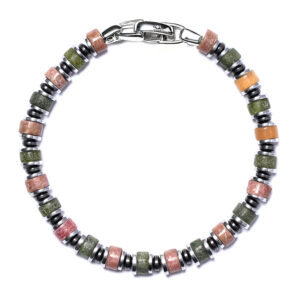 handcrafted men’s green serpentine jasper bracelet with 6mm beads
