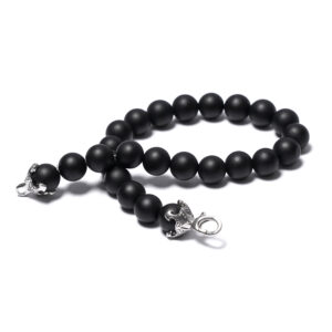 Men’s anchor bracelet with matte black onyx beads designed