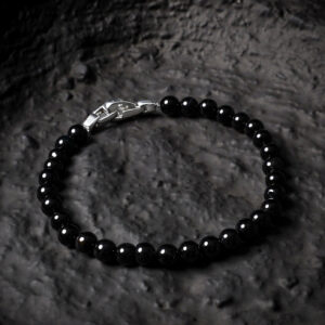 men black onyx bracelet Black bottomed stone