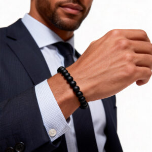 Minimalist matte black onyx bracelet for everyday wear