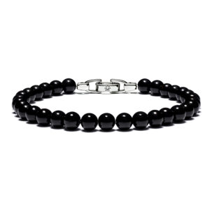 men polished black onyx bracelet 6mm natural beads