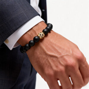 men’s black onyx core beads bracelet lifestyle wear