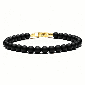 Men’s matte black onyx bracelet with 6mm natural beads