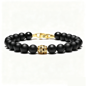 men’s black onyx core beads bracelet 8mm handmade