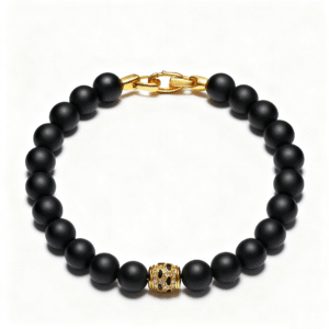 handmade black onyx bead bracelet masculine style