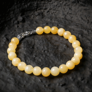 Natural beige jade bead bracelet for men close-up