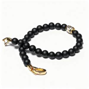 Handmade black onyx bracelet for men with 8mm beads