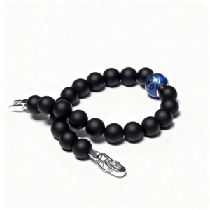 Handmade men’s black onyx zodiac bracelet with 925 silver detail