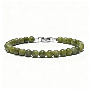 Men’s peridot bracelet with 6mm natural green beads