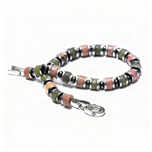 close-up of green serpentine jasper bracelet showing natural stone texture