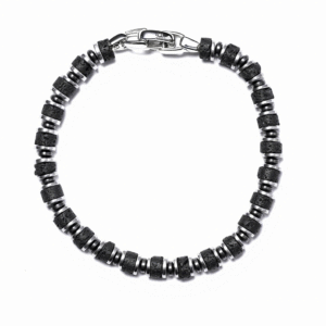 Handmade men’s lava stone bracelet with 6mm beads designed for protection and masculine style