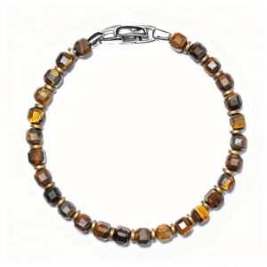 Handmade men’s tiger eye and hematite bracelet with sterling silver clasp