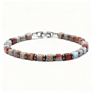 Men’s Block Fortress Bracelet 4mm handmade mixed jasper and hematite bead bracelet