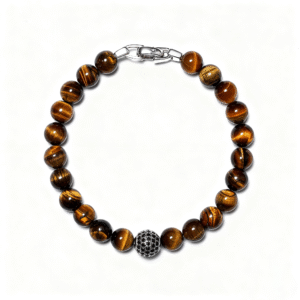 Close-up of yellow tiger eye diamond-cut beads showing faceted texture
