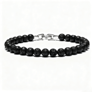 Men’s black lava stone bracelet with 6mm natural beads