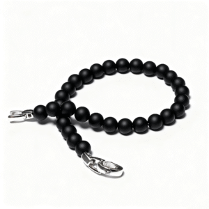 Sterling silver clasp on men’s black onyx bracelet
