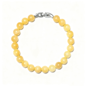 Handmade men’s beige jade bracelet with sterling silver clasp