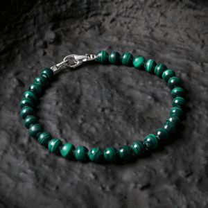 Natural green malachite stone beads bracelet for men