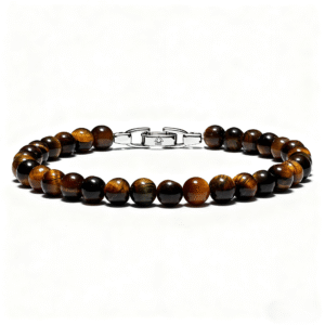 Men’s 6mm yellow tiger eye bracelet made with natural beads, minimalist handmade design