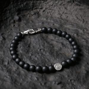 Men’s protection bracelet with black onyx and evil eye bead