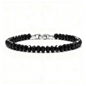 Men’s black spinel bracelet with 6mm natural beads