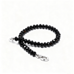 Handmade men’s black spinel bracelet with sterling silver clasp