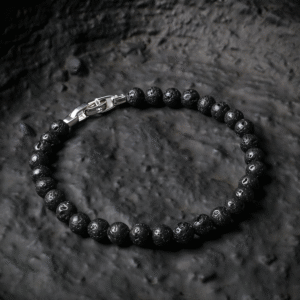 Men’s grounding lava stone bracelet Black backside