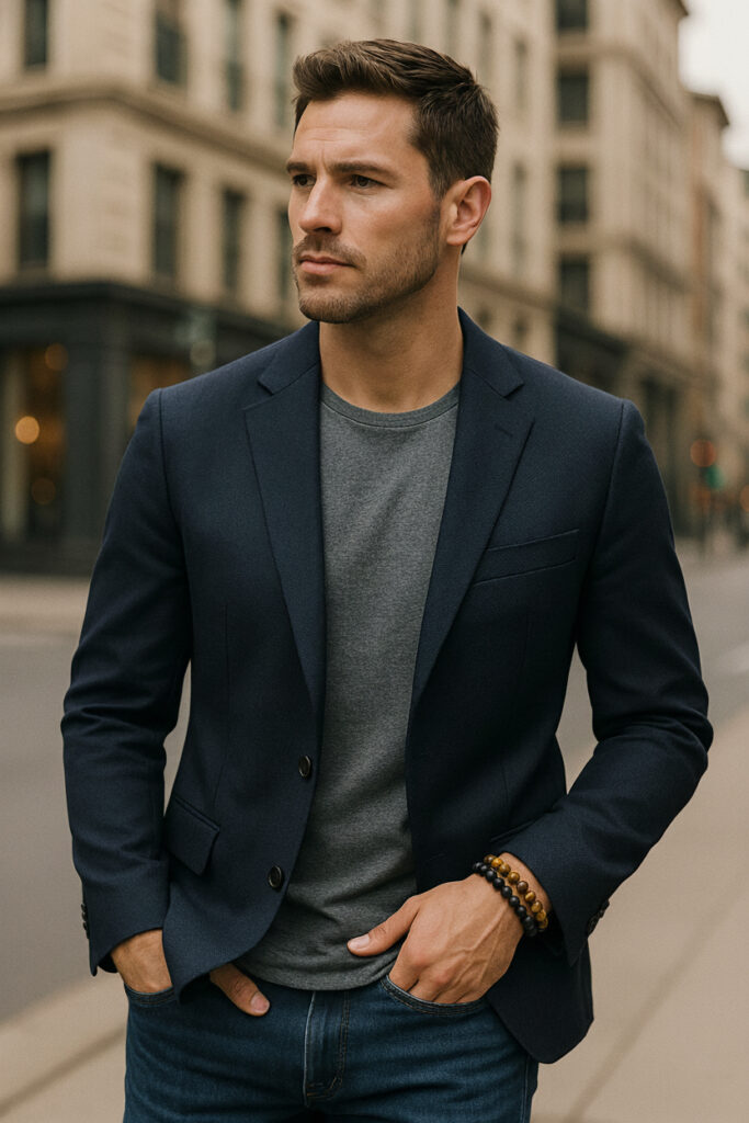 men wearing crystal bracelets