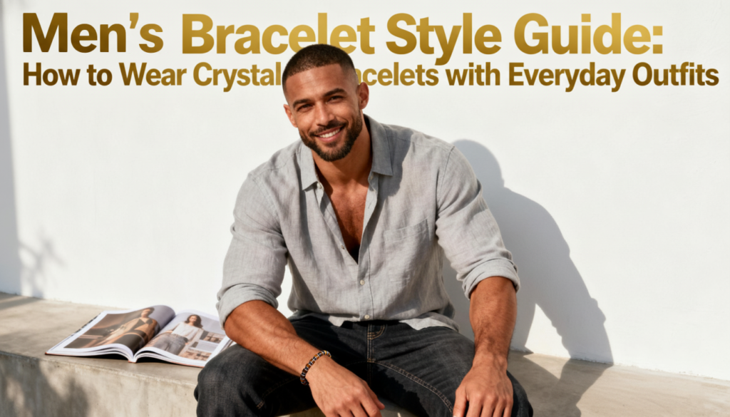 how to wear crystal bracelets for men with everyday outfits