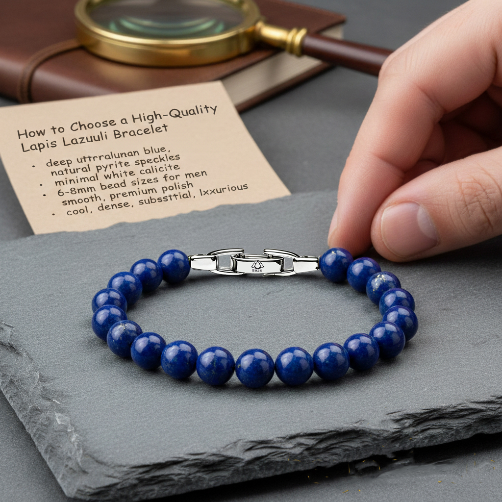 lapis lazuli stone beads bracelet close up
