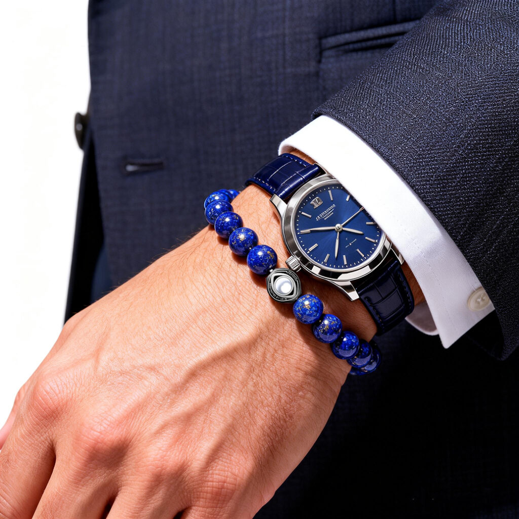men wearing evil eye projection bracelet