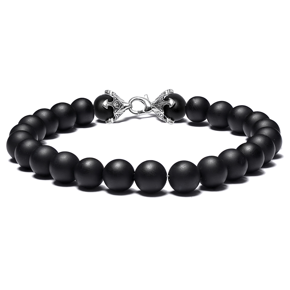 Men’s Matte Black Onyx Anchor Bracelet